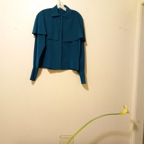 Vintage Tops - Vintage Silk Cape/Trench Blouse